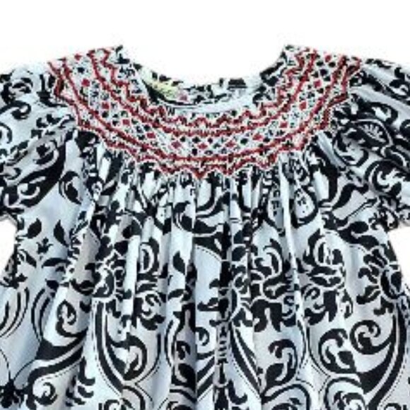 Le' Za Me Bishop Smocked Black and White Dress Size 2T - Picture 3 of 7